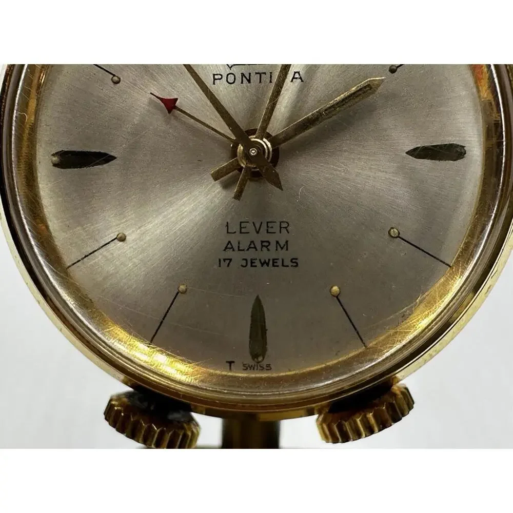 Vintage Pontifa Lever Alarm 17 Jewel Swiss Watch Lamppost‎ Working Clock & Light